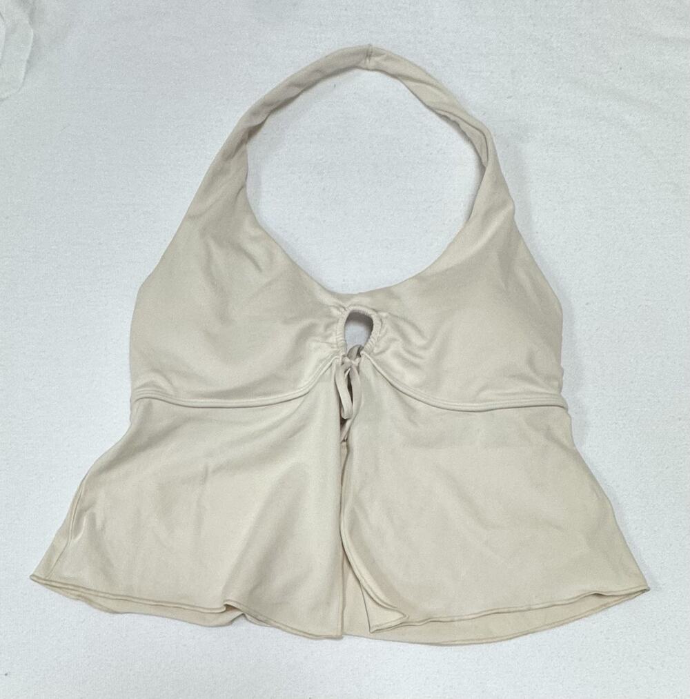 OFFLINE By Aerie Women's Halter Tank Top Keyhole Beige Padded Medium NWOT Beachy